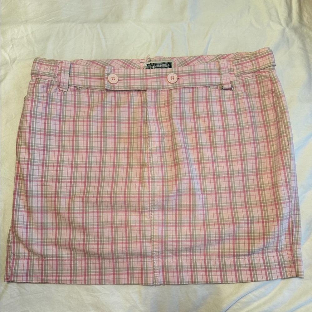 Route 66 Pink Plaid Mini Skirt